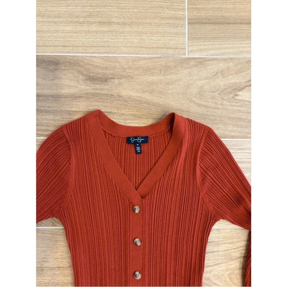 🧡🍂Jessica Simpson Rust Ribbed Midi Button Down Dress🍂🧡 Size Medium - Picture 5 of 10